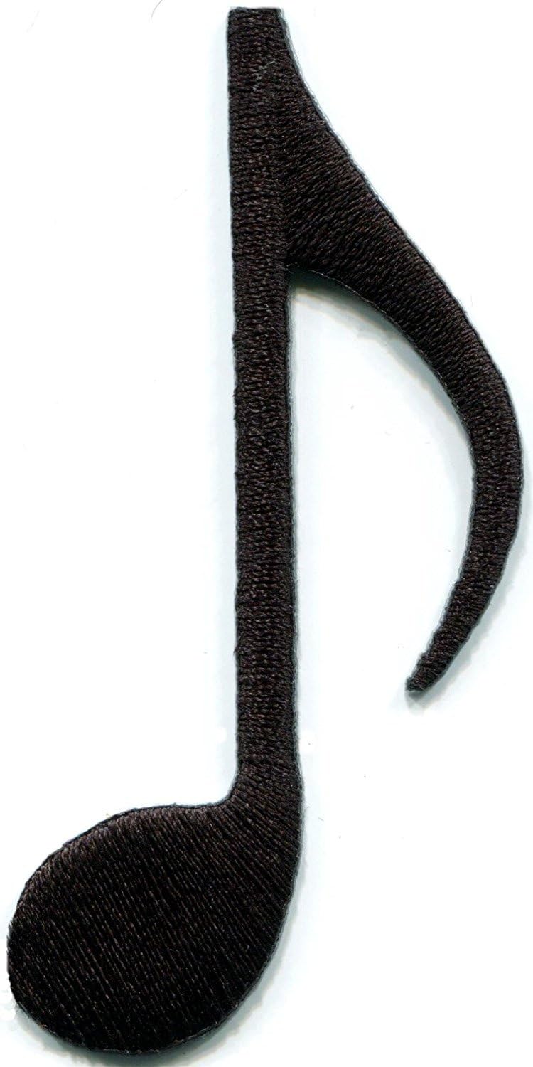 Eighth note black musical quaver music classical symphony embroidered applique iron-on patch
