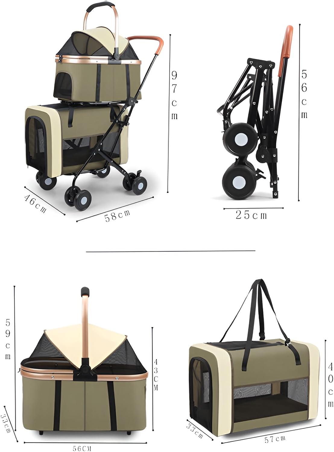 Amazon.co.jp限定】ペットカート Bolinker分離型 ダブルデッカー 大