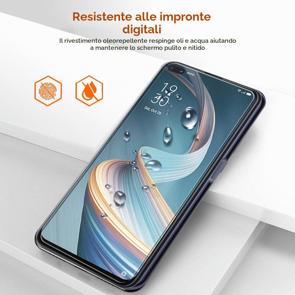 3 Vetri Temperati 9H Per OPPO Reno 4 Pro 5G | Spessore 0.33mm | Ultra Trasparente, Anti-impronte, Senza Bolle | Installazione Facile