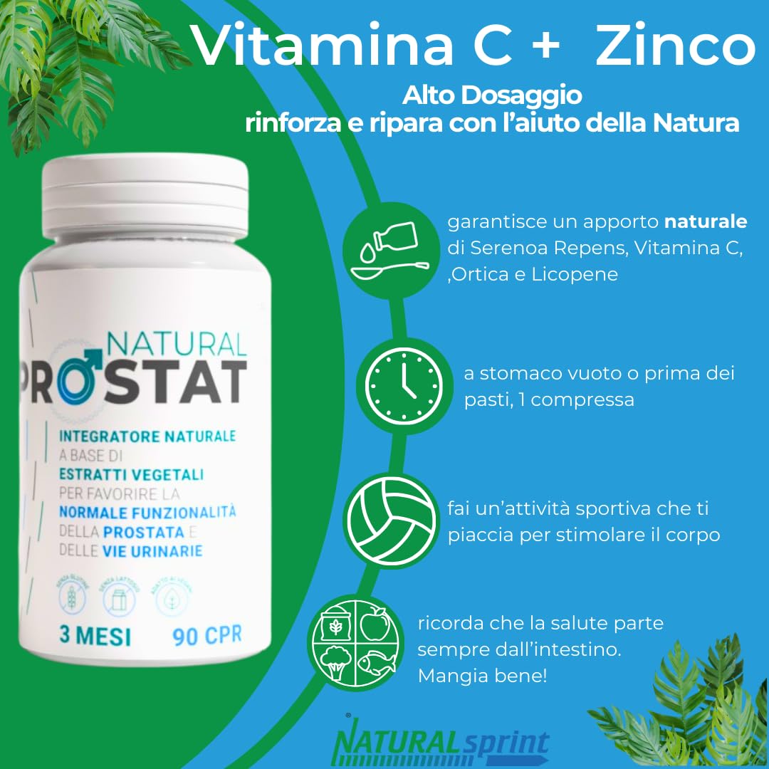 PROSTAT - SERENOA REPENS 180 cpr Integratore Naturale Prostata con Serenoa e LICOPENE Alto Dosaggio - 400MG | (6 Mesi) | Integratore Prostata con Saw Palmetto, Licopene (estratto Pomodoro) Ortica