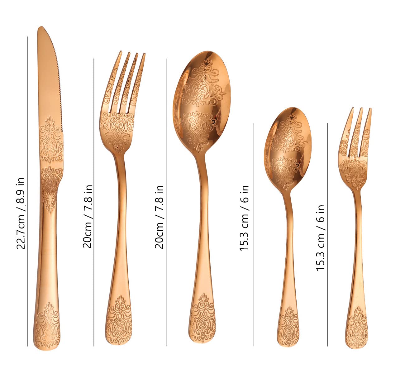 Juego de Cubiertos, Juego de Cubiertos de Acero Inoxidable, Transparente, Juego de Cuchara, Cuchillo y Tenedor, Juego de Cubiertos Impresos de 20 Piezas, vajilla de cocin