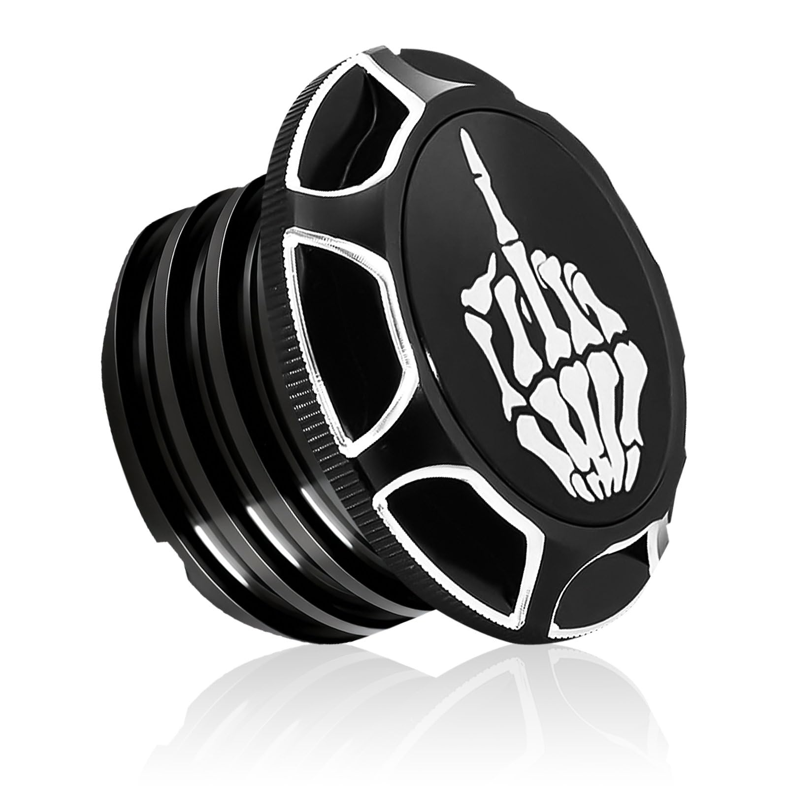 GUAIMI CNC Aluminum Fuel Gas Tank Oil Cap Compatible with Harley Sportster XL 1200 883 X48 Dyna - Middle Finger (Black)