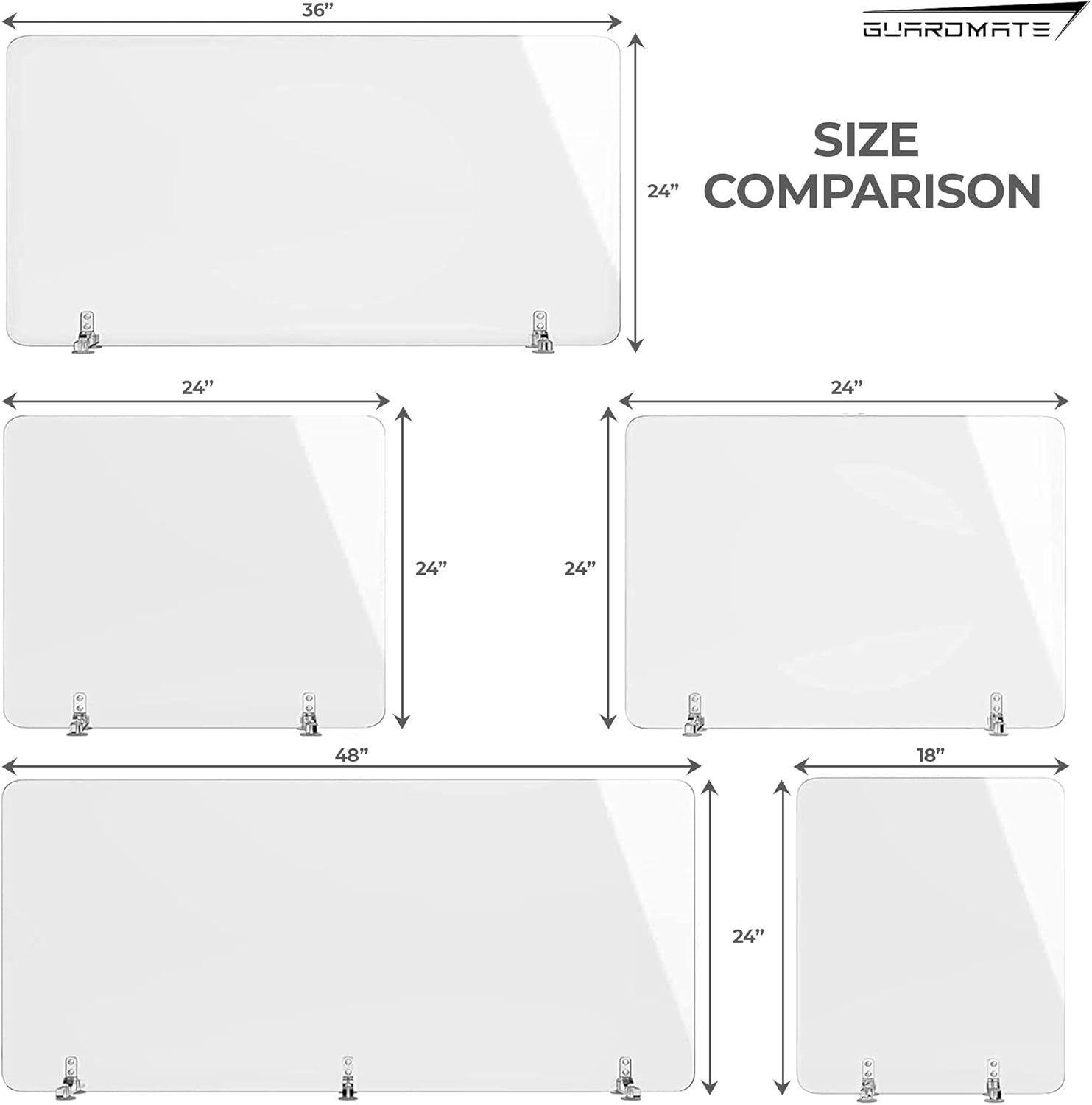 Black Friday - 70% OFF GUARDMATE | Max Stability Suction Cup Sneeze Guard | 18W x 24H | Premium Plexiglass Shield Restaurant Divider | Acrylic Office Desk Divider Panel | Work Space Protection Portable Plastic Barrier