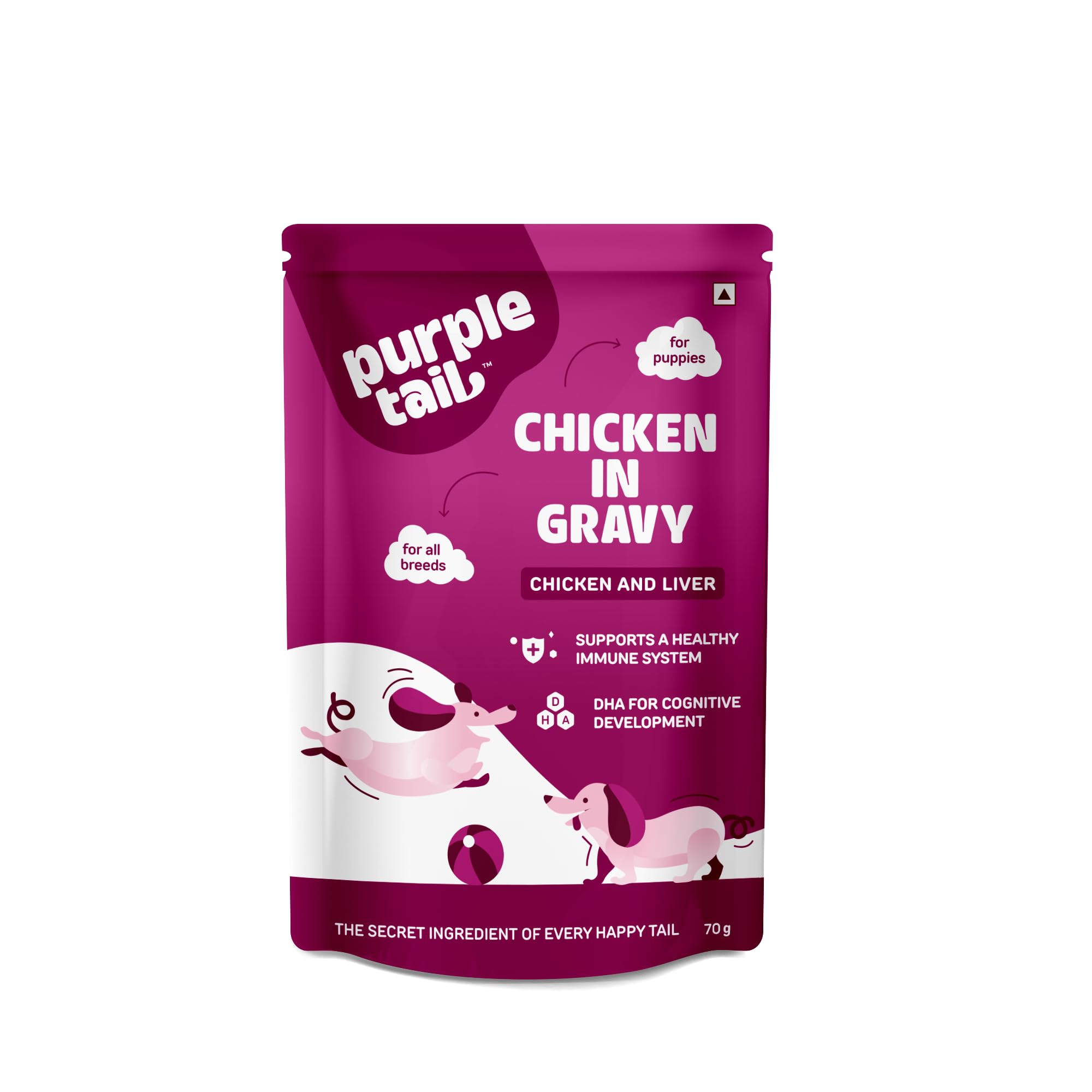 Purple Tail Puppy Food Chicken in Gravy | Real Chicken & Liver Dog Food | Dog Wet Food for All Breeds | Total 2.100 Kilogram (30 Pcs x 70 GMS Each) Gravy Dog Food | Pet Food (B0D1N623MP) Amazon Price History, Amazon Price Tracker