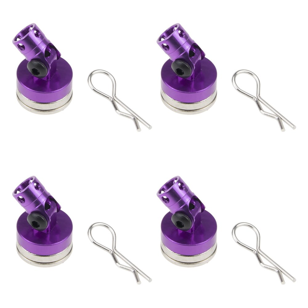 Alloy Magnetic Stealth Invisible Body Post Mount Shell for Drift RC Touring Car (Pack of 4) (Purple)