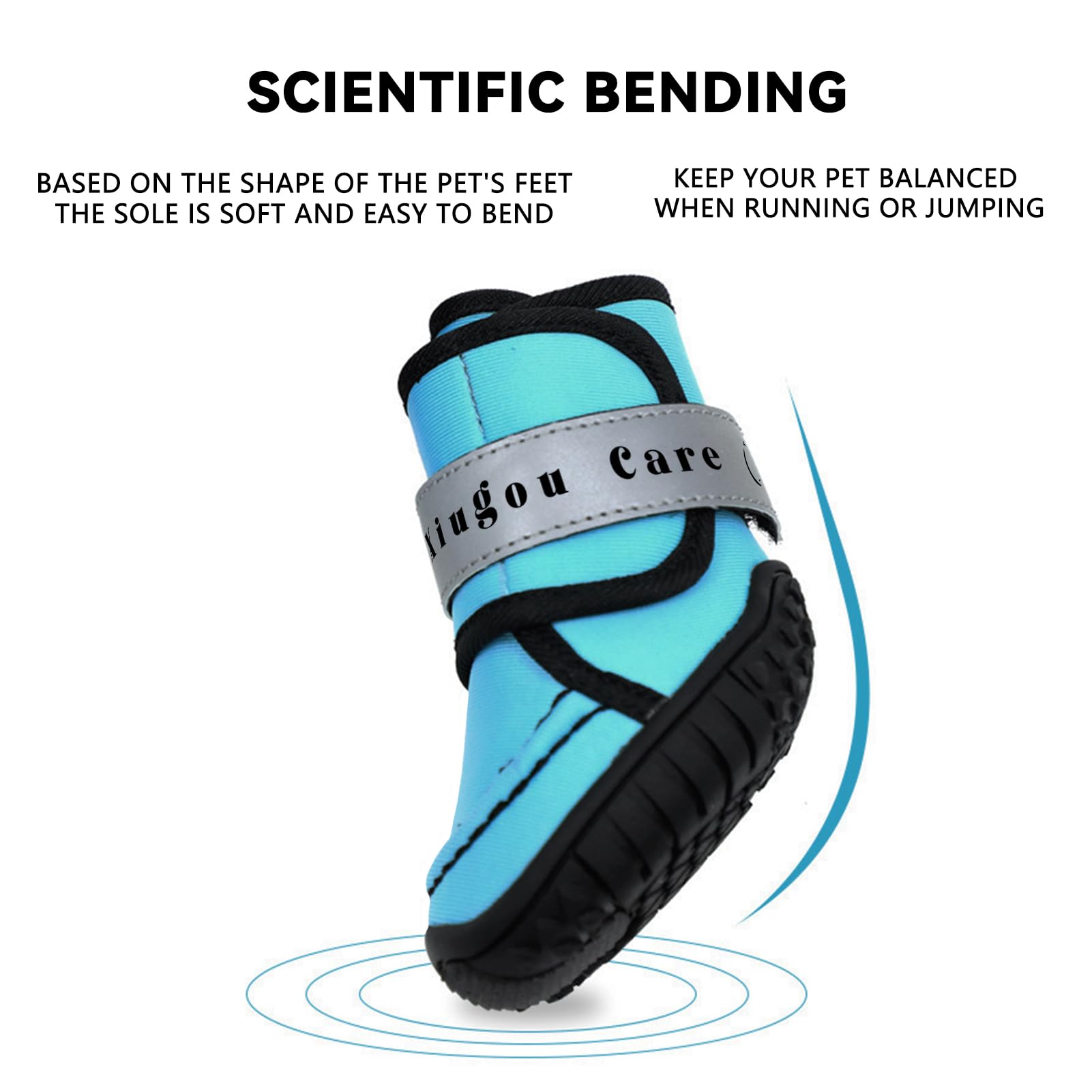 XIUGOU CARE Dog Shoes for Small, Medium and Large Dogs - Waterproof for Rainy Days, Fit for Winter Snow and Hot Summer Roads, with Anti-Slip Soles for Indoor Hard Floors (Blue, Size 4)