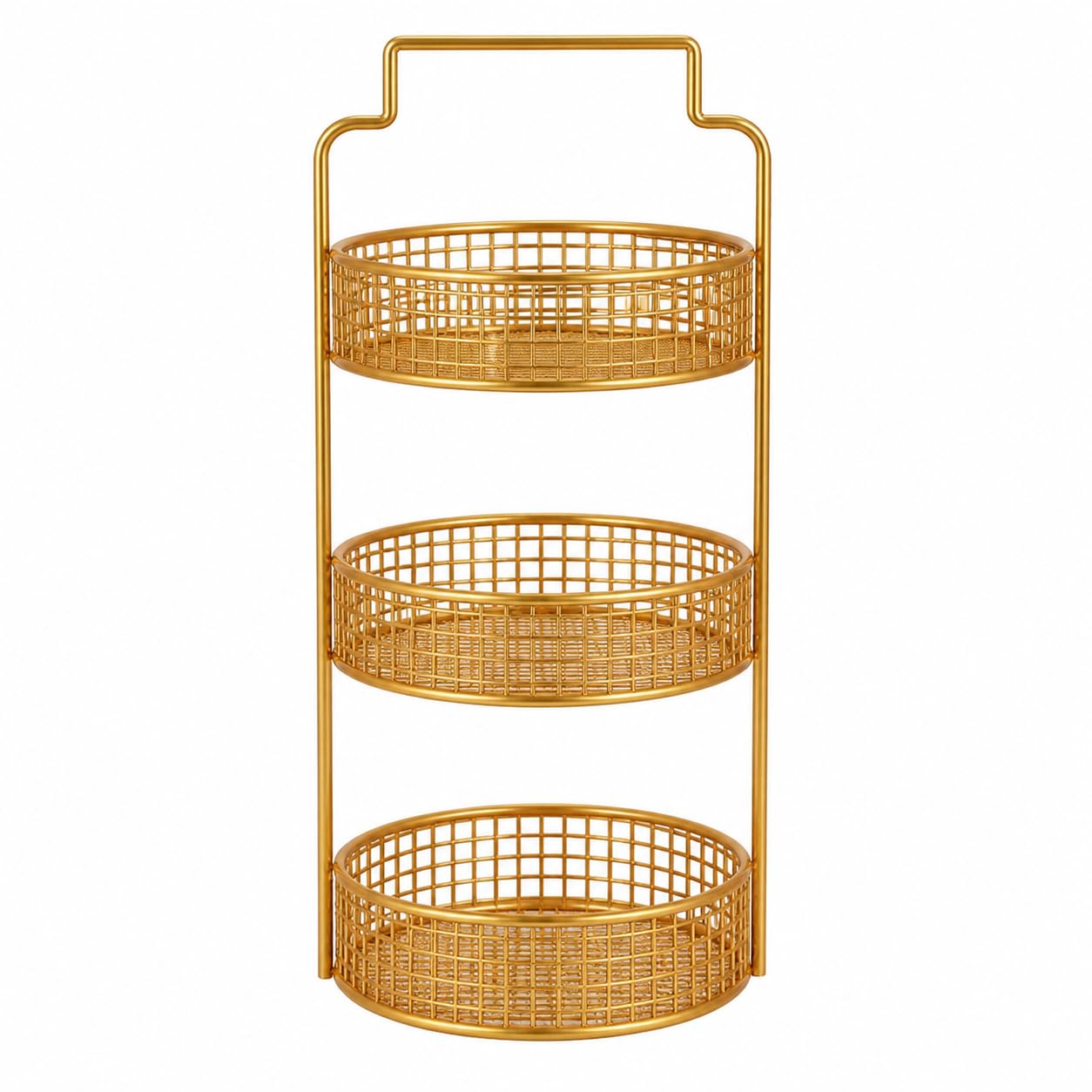 Cesta industrial de almacenamiento de hierro forjado con estructura doble premium