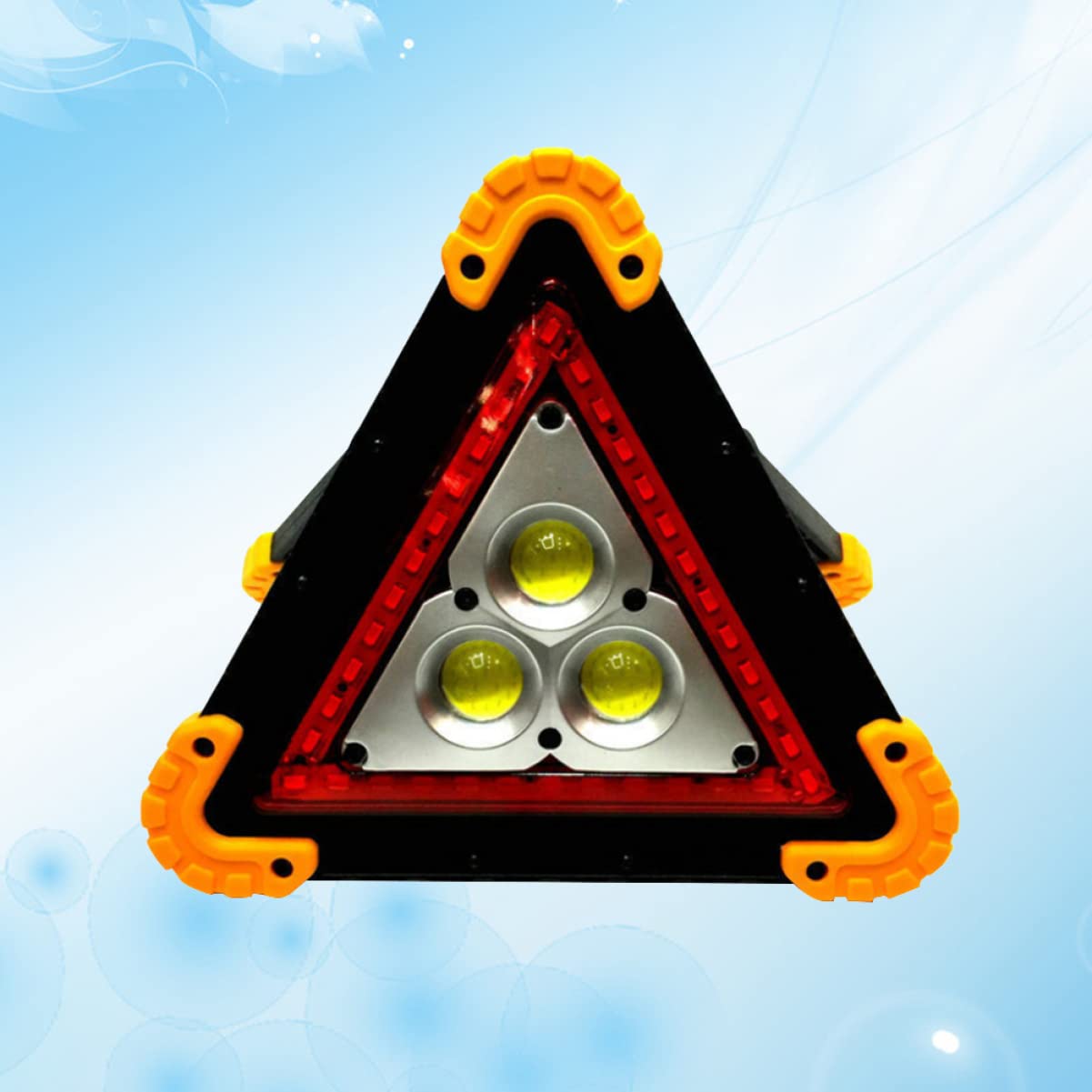 Triangulaire Balise LED Jaune Sécurité Portable de Camping et Voiture