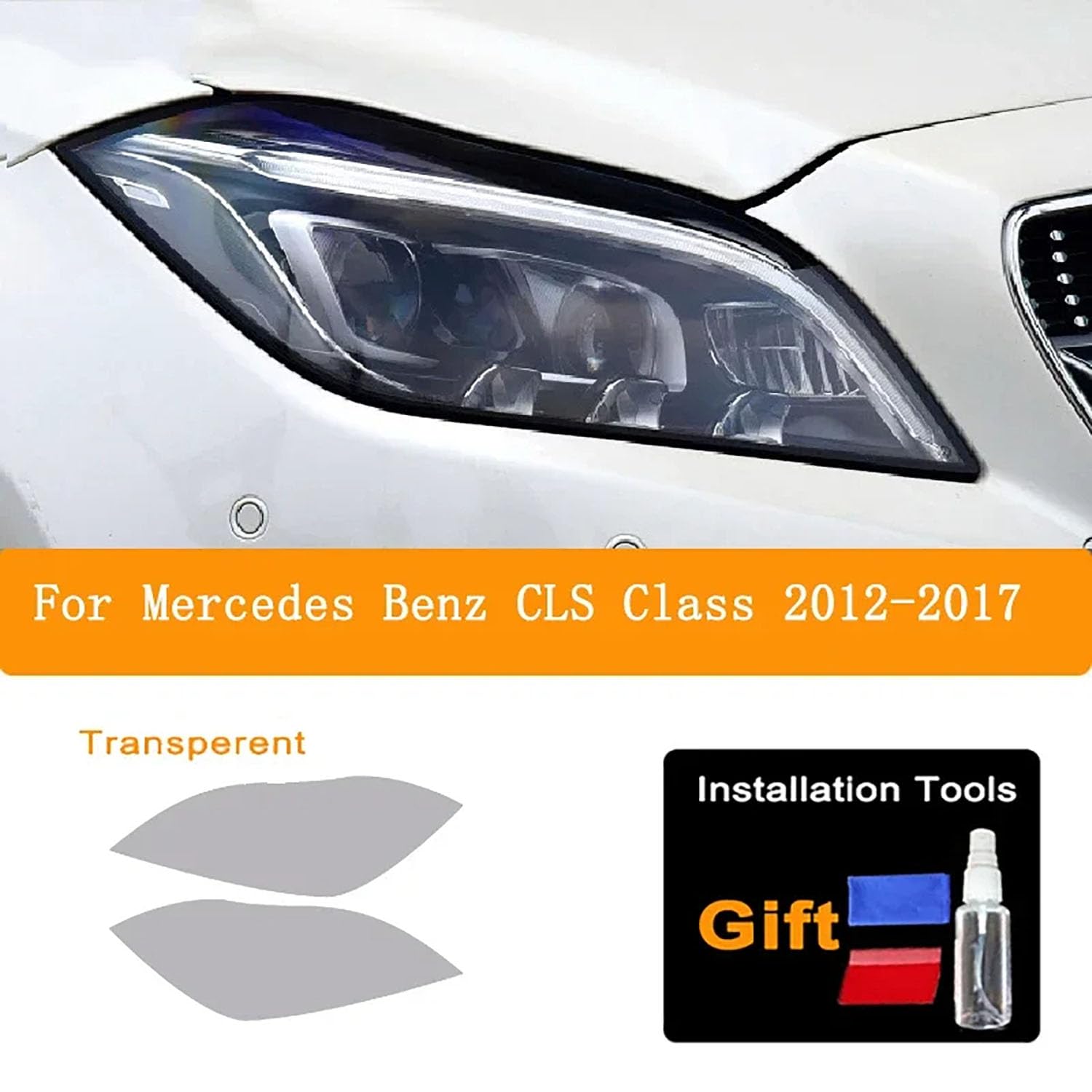 Autoscheinwerfer Schutzfolie für Mercedes Benz CLS Class W218 C257 AMG,Autoscheinwerfer-Schutzfolie Anti-Kratz-Folie TPU-Aufkleber Zubehör,transparent