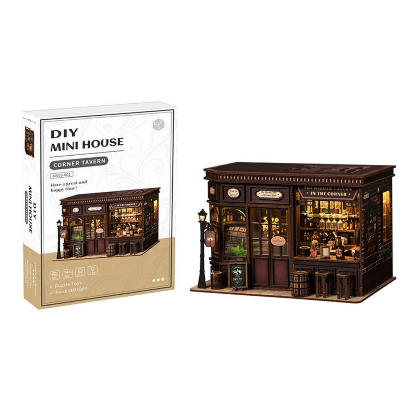 Miniatur Taverne Detailliert 3D Holzpuzzle Dekorativ Bastelset aus Holz für Erwachsene, Schreibtisch