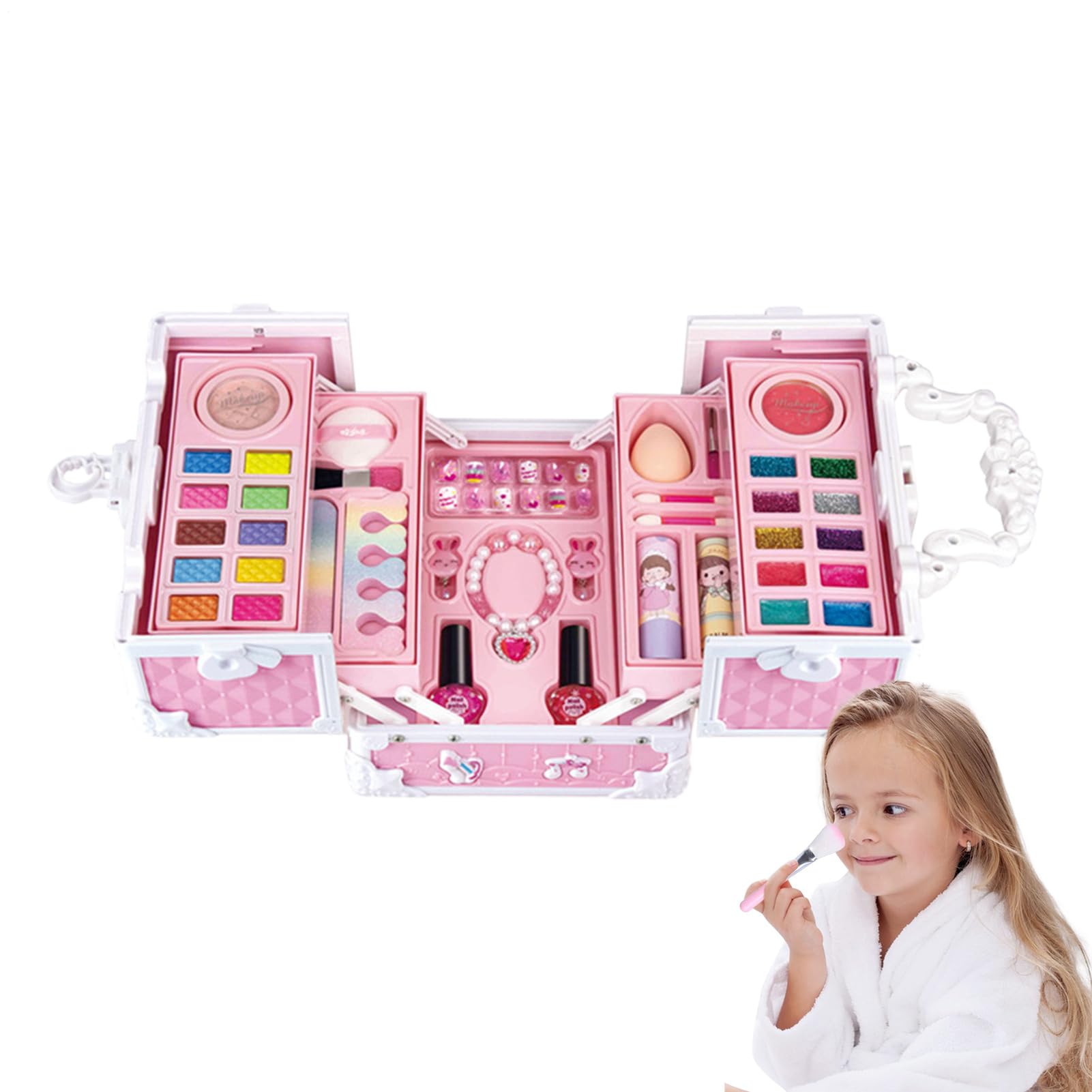Borsa per cosmetici per ragazze – Trucco delicato e non tossico | di bellezza lavabili con acqua | Ideale per regali e svago, creativo ed educativo, set completo e colorato