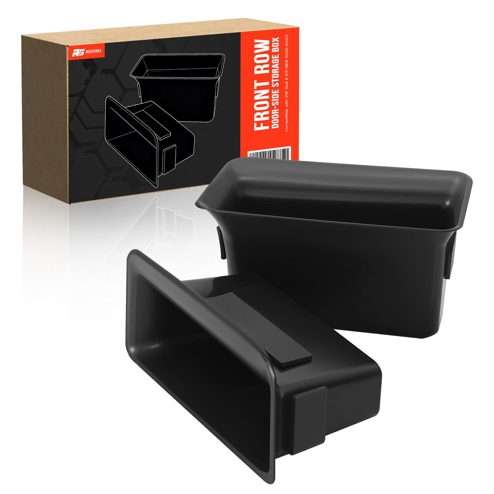 for VW Golf 8 GTI MK8 2022-2023 Front Door Storage Box Door Side Organizer Tray Phone Container Interior Accessories (2 Pack)