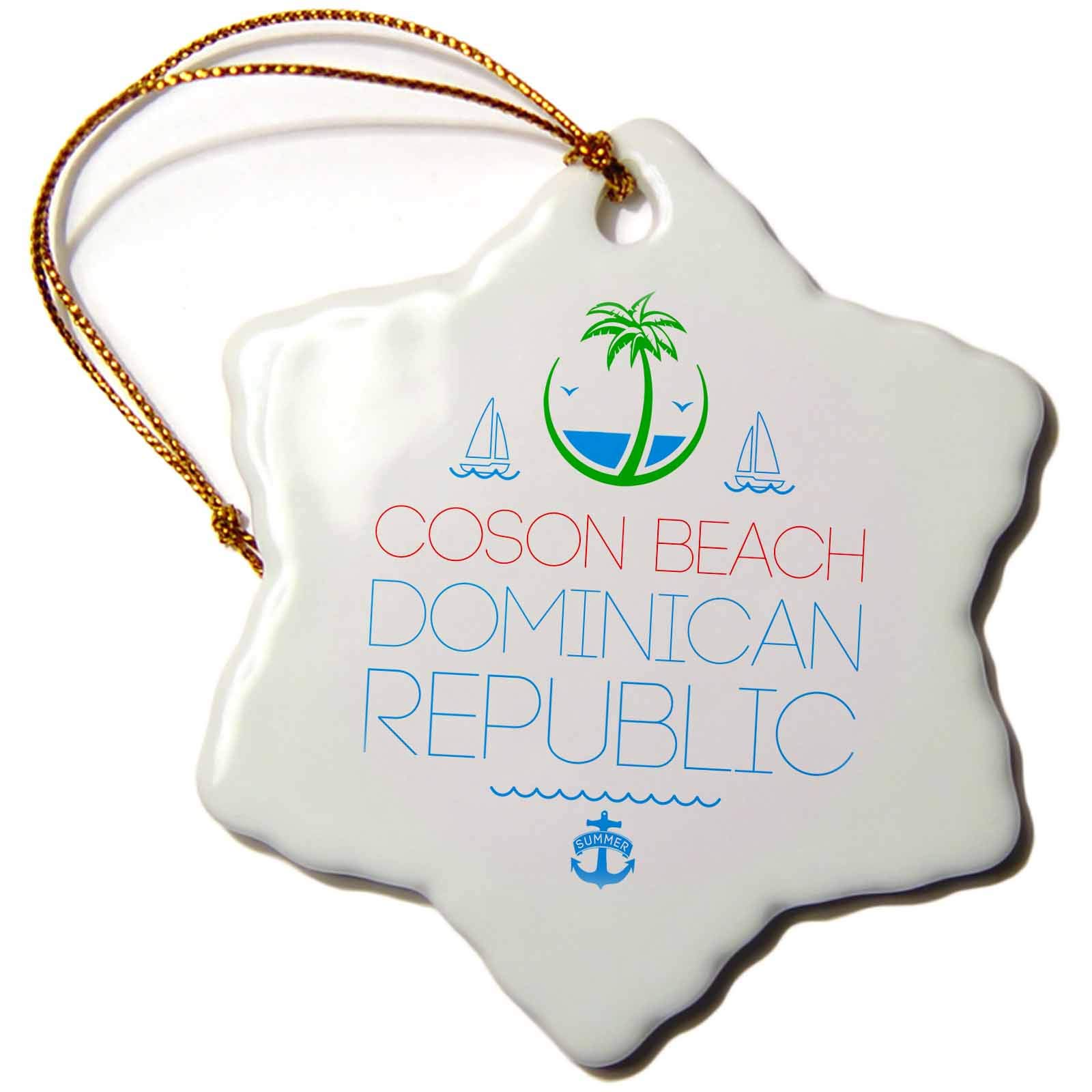 3dRoseCoson Beach, Dominican Republic Elegant Text, Images. Summer... - Ornaments (orn-311907-1)