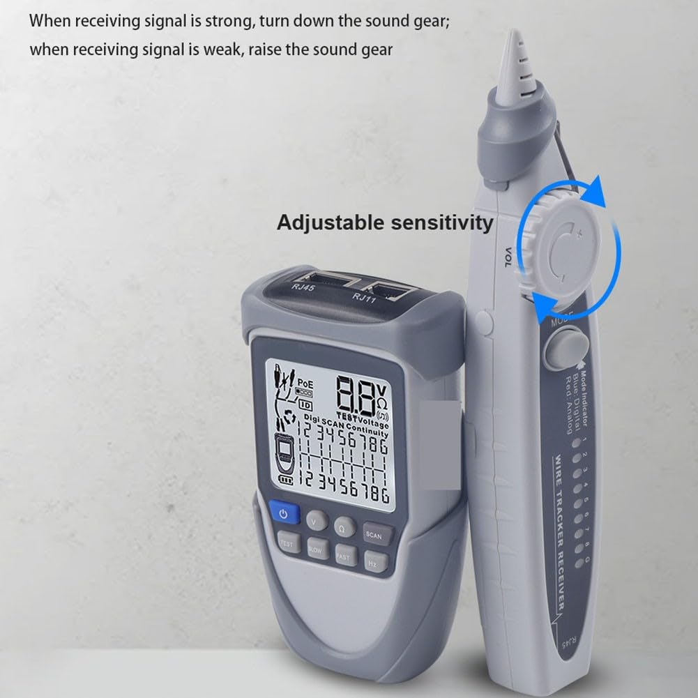 Digitaler Netzwerkkabeltester ET612/ET613 für PoE, Ethernet-Kabeltester mit LCD, Spannungsmessung und Kabelsuche, Analog-Digital-Modi 3km