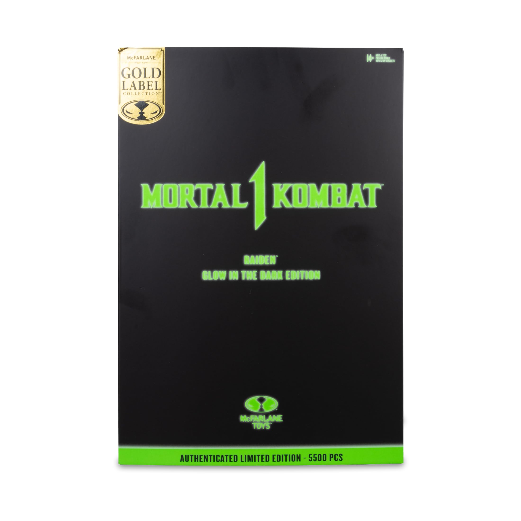Mortal Kombat Actionfigur Glow in the Dark Edition Raiden (Gold Label) 18 cm