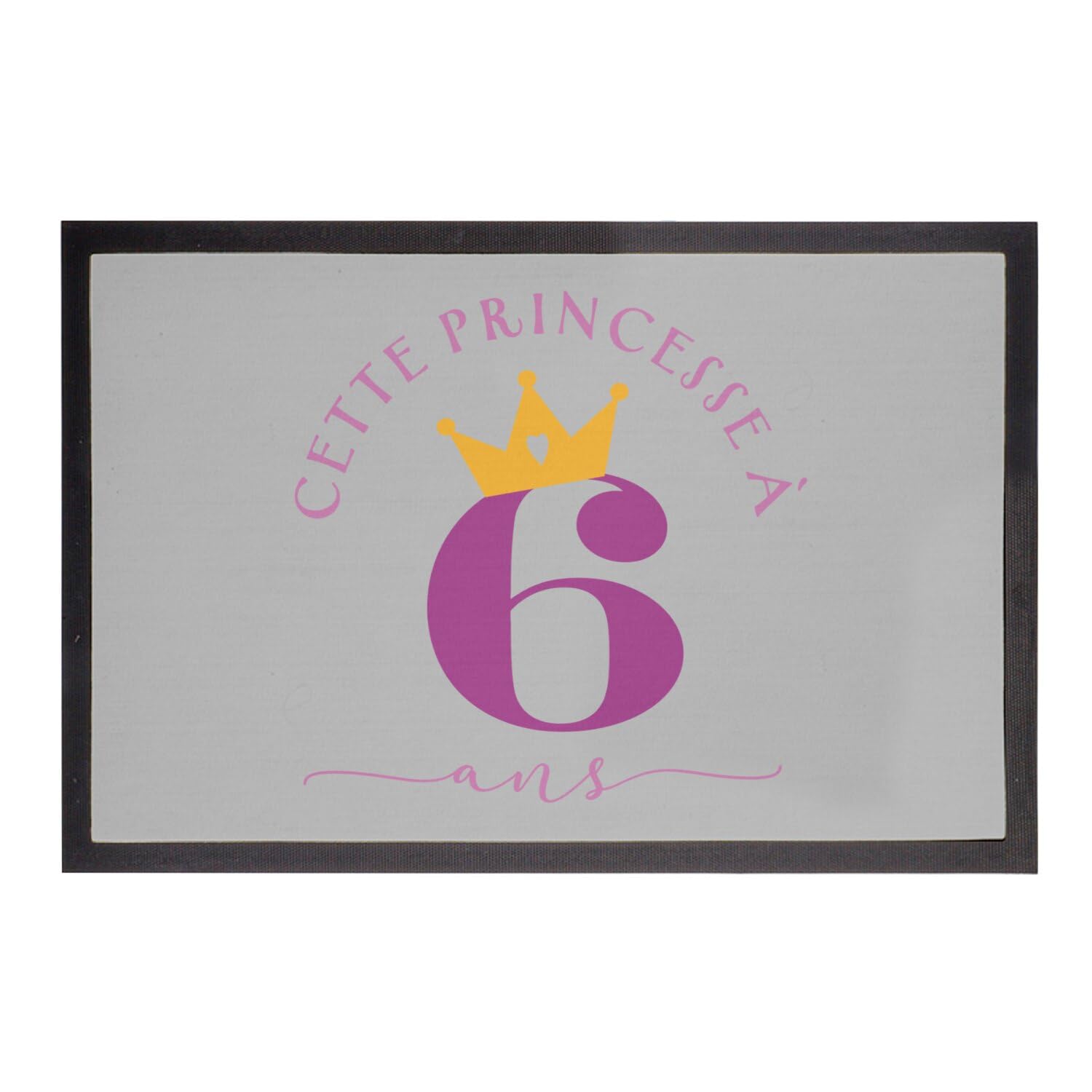 Paillasson Princesse 6 Ans pour Entrée Chambre Enfant Tapis Gris