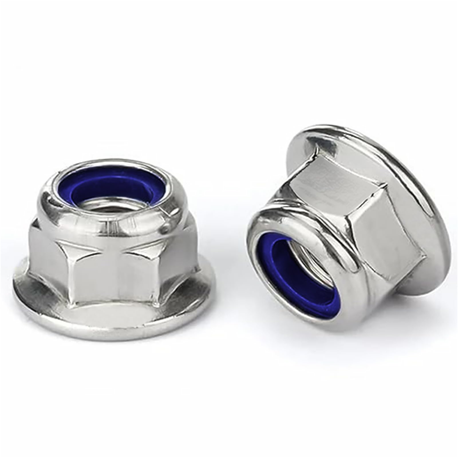 M5-0.8 Flange Nylon Insert Lock Nuts, 18-8 Stainless Steel 304, Pack of 50