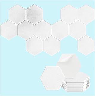 Telhas Acústicas, Autoadesivos,Alta Densidade,12 Peças Quarto À Prova De Som 12×10×0.4in,Hexagonais,Hipotenusa Tratamento Acústico para Estúdio De Música E Escritórios