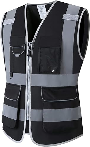 Miniatura 2 de Chaleco de seguridad para mujer ANSI, chaleco de trabajo reflectante de alta visibilidad con múltiples bolsillos para mujer, diseño de retracción de