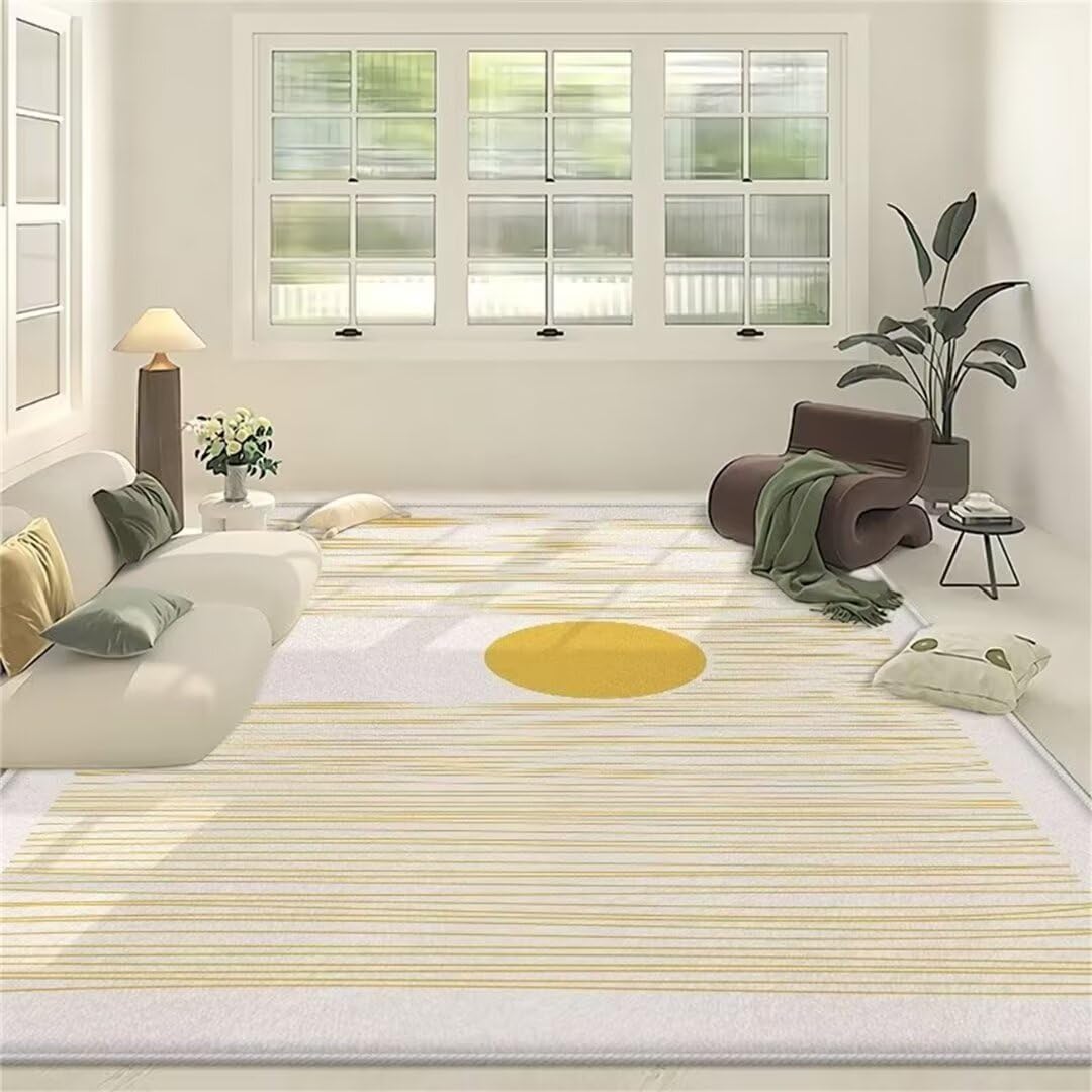 Tapis salon géométrique vitalité jaune 50x80cm meuble décoration