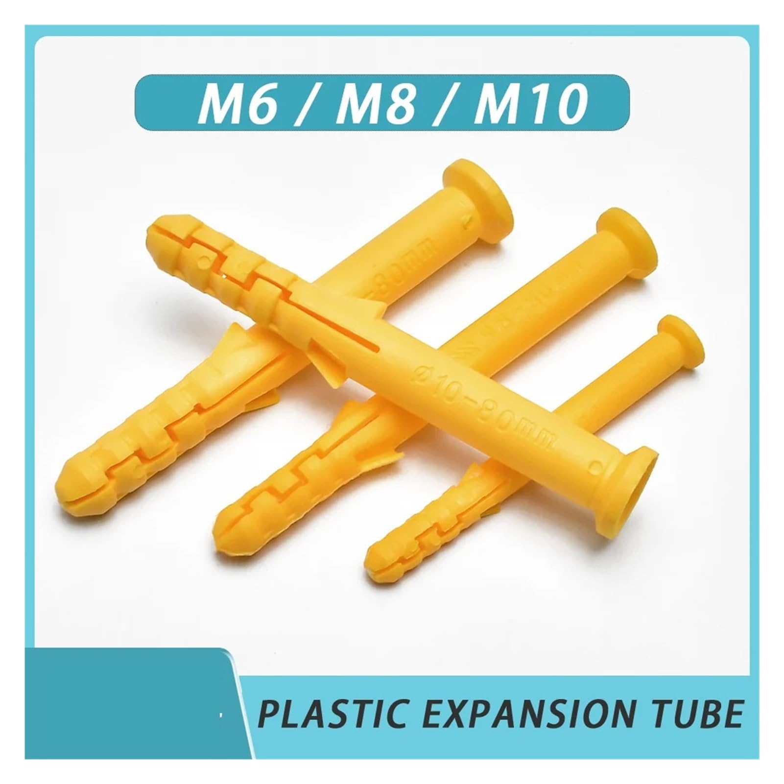 Tubo di espansione in plastica, tasselli, ancoraggio da parete in plastica M6 M8 M10 più pezzi per viti autofilettanti (100 mm (20 pezzi), M8)