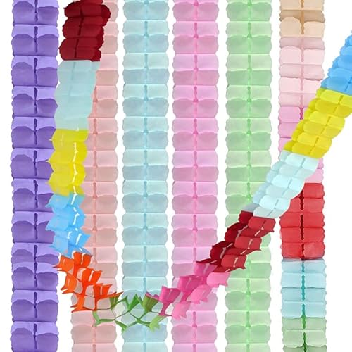 aupawdy 6 Stück Vierblättriges Kleeblatt Girlande Papier Girlande Karneval Deko Bunt Papier Banner Deko für Abschlussfeier Geburtstags Hochzeit Fasching Festfeier Party Girlanden Dekoration Cover