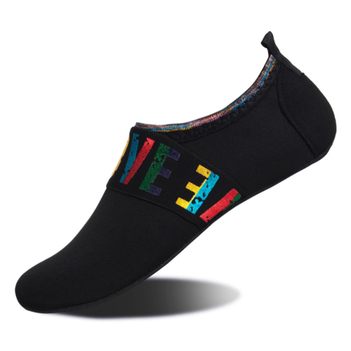 WateLvesWomens and Mens Kids Water Shoes Barefoot Quick-Dry Aqua Socks for Beach Swim Surf Yoga Exercise (TW.Black, L)