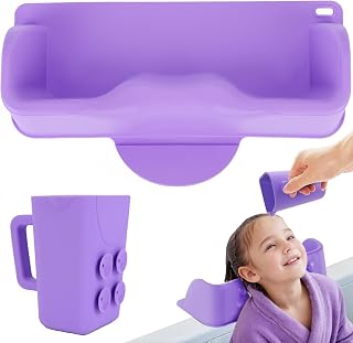 Portable Hair Washing Station for Kids & Toddlers – Silicone Shampoo Bowl with Neck Support, Rinser Cup & Tray for Sink or Bathtub, Tear-Free Hair Wash Basin for Children, Teens & Home Use