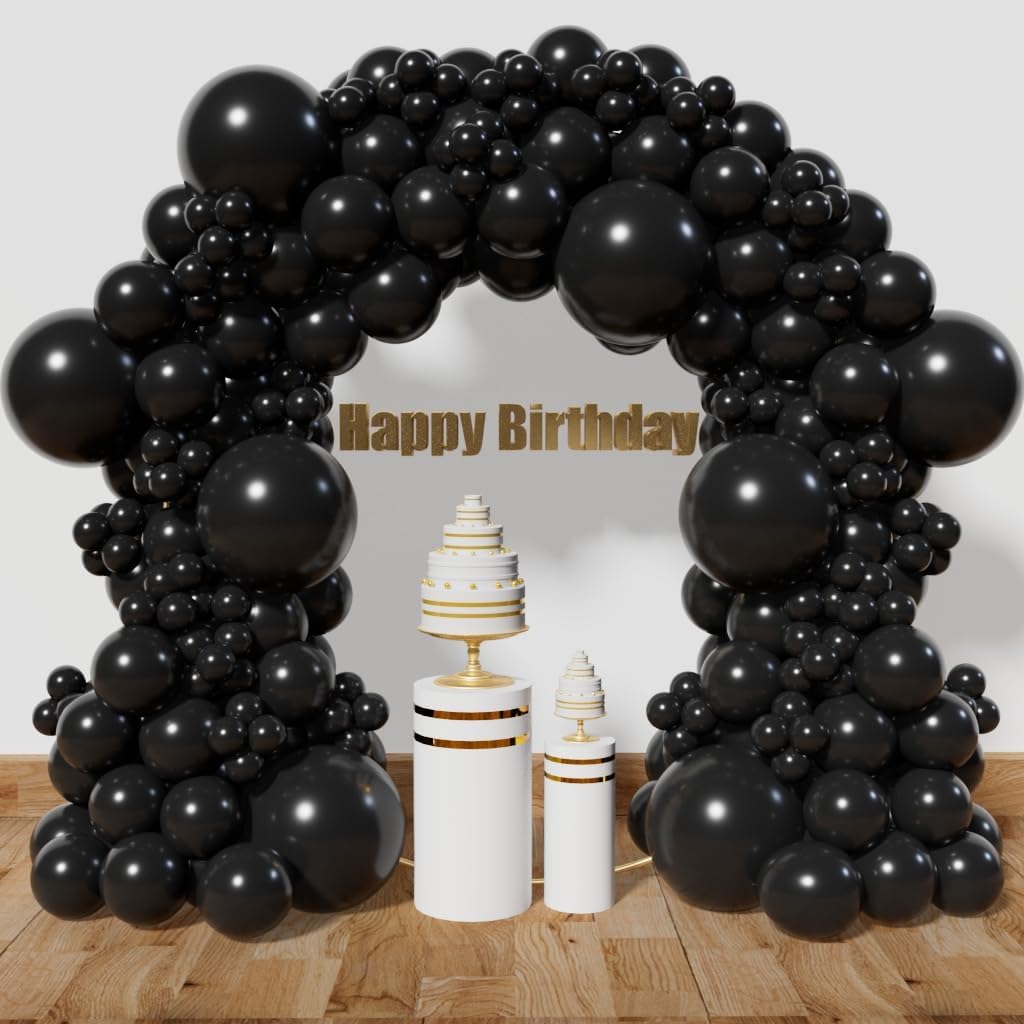 Black Balloon Arch Kit 111Pcs 18 12 5 Inch Latex Party Balloons Garland for Birthday Baby Shower Wedding Engagement Anniversary Christmas Party Decorations