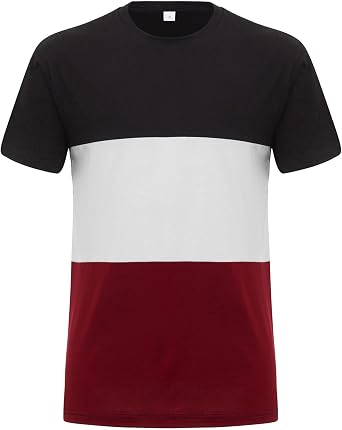 Men's Color Block Short Sleeve Casual T-Shirts Crew Neck Workout Outdoor Tees Loose Fit Comfort Summer Tops