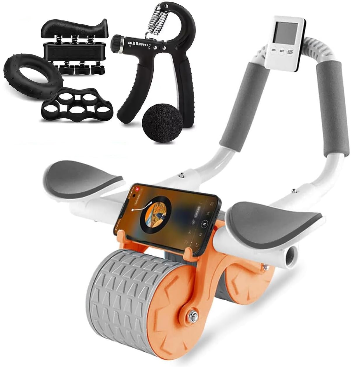 Ab Roller Wheel, Automatic Rebound 2 In 1 For Abs Workout, Abdominal Fitness Wheel for Men Women with Mobile Holder and Timer With Hand Gripper (Ab roller Wheel With Display) (B0CRF39DBM) Amazon Price History, Amazon Price Tracker