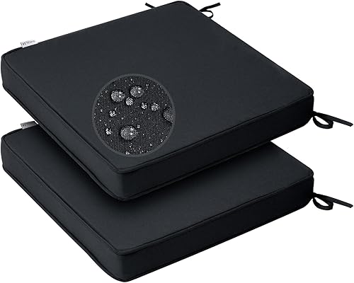 GUEGLSA Cojines de asiento de patio de 18 pulgadas, almohadilla cuadrada impermeable para silla con lazos, 18 x 18 pulgadas, cojín para silla de