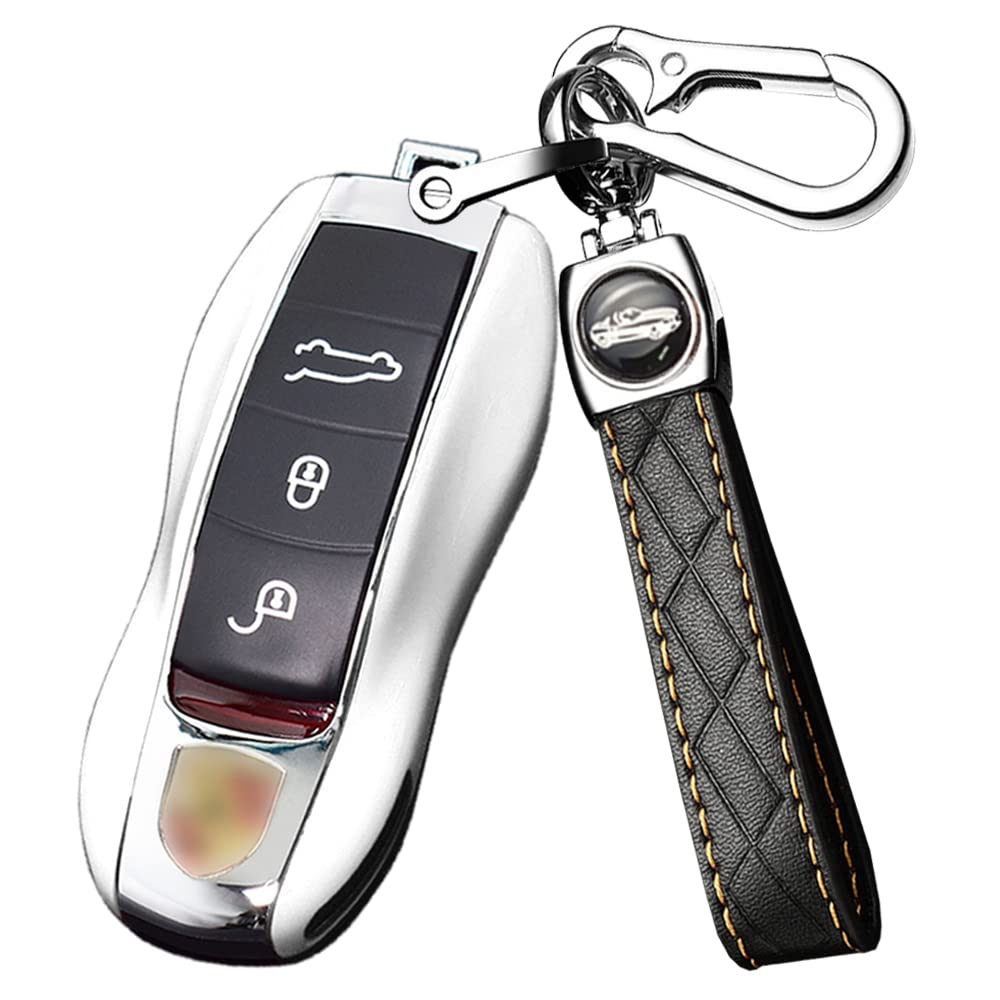 KUNIO Custodia portachiavi adatta per Porsche Macan Panamera 918 911 981 991 Boxster Cayenne Cayman custodia ABS portachiavi chiave auto cover 3 tasti giallo