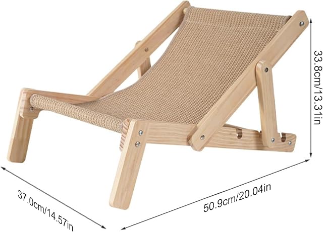 Foto 3 de 8 de Iordan Silla elevada para gatos, rascador de sisal de madera para mascotas, silla elevada para mascotas