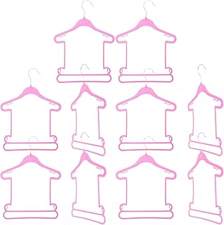 Alipis Trouser Hangers 10Pcs Baby Hanger for Closet, Clothes Hangers with Pants Hanger, Non Slip Kids Clothing Hanger Closet Organizer for Nursery, Room, Boys Girls Colthes (Pink)