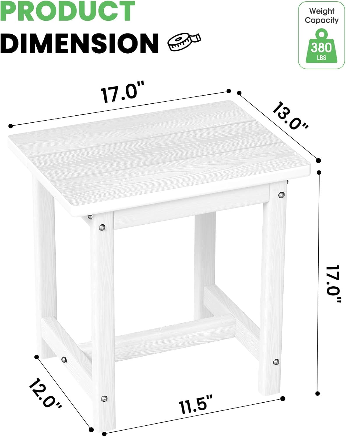 Outdoor Rocking Chair, High Back Porch Rocker,Outdoor Side Table– 17" HDPE Adirondack Side Table,High Back Porch Rocker Chair, All Weather Resistant HDPE Oversized Rocking Chairs