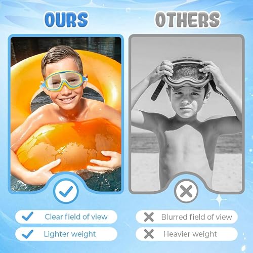 Miniatura 4 de Gafas de natación de marco grande impermeables y antivaho para niños, gafas de natación de visión amplia de verano 2025 para niños y niñas