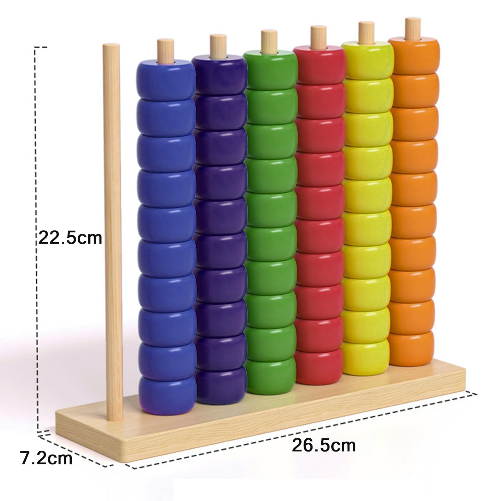 Holz Regenbogen-Ring-Stacking Puzzle Spiel mit Gestellen und Ringen for 2 Spieler Familienspiel Geschicklichkeitsspiel