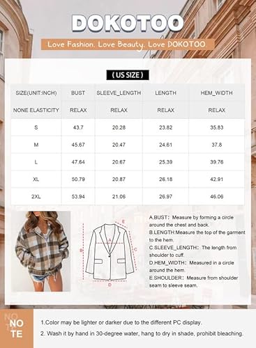 Dokotoo Womens Winter Coats Plaid Fleece Long Sleeve Full Zipper Open Front Pocketed Sherpa Teddy Jacket Sweater Coats Bomber Jackets For Women Outerwear Brown L #TOP4
