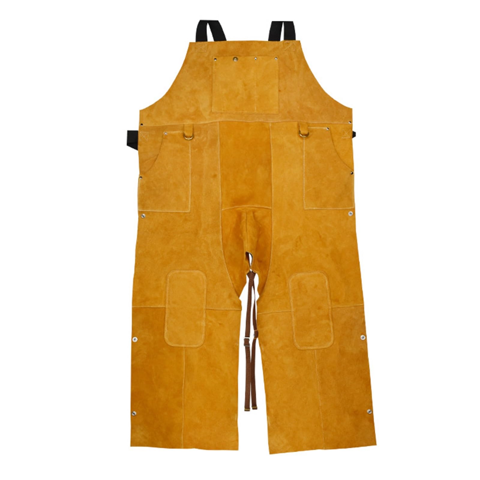 Pantalones de Soldador de Piel de Vaca con Tirantes de Pierna Dividida para Hombre, Resistentes a chispas, Llamas y Calor. Delantal con Pechera.
