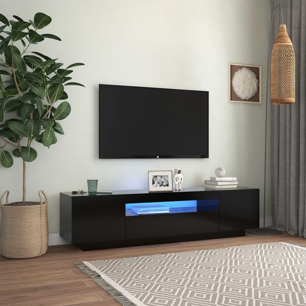 Crescent City Meuble TV avec lumières LED blanc 160x35x40 cm