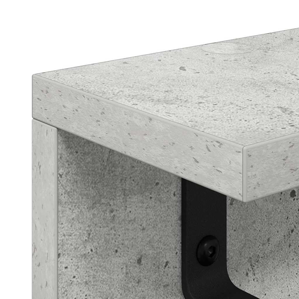 39-Inch Engineered Wood Wall Shelf with Metal Hooks, Concrete Gray | This 39.4 x 4.1 inch wall-mounted coat rack is ideal for hanging coats and keys in entryways, bedrooms, and offices.