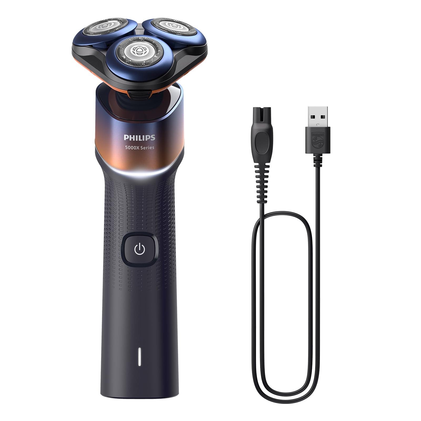 Philips Serie X5000 Afeitadora Eléctrica Hombre, Máquina de Afeitar Barba, 27 cuchillas, Cuida la piel, Cabezal flexible 360º, 50min de uso, En Seco y Húmedo, Recargable, X5012/00, Naranja