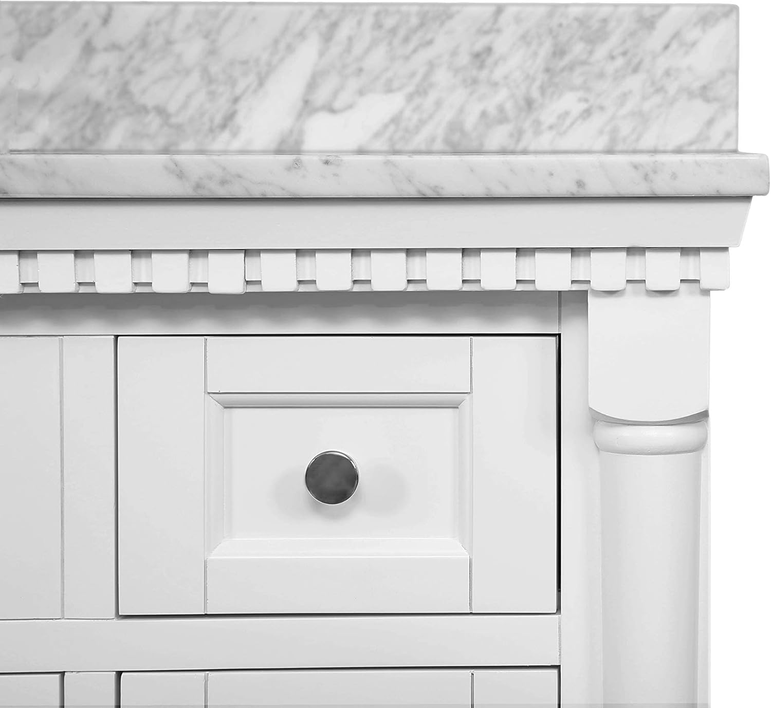 Sydney 48-inch Bathroom Vanity (Carrara/White): Includes White Cabinet with Authentic Italian Carrara Marble Countertop and White Ceramic Sink