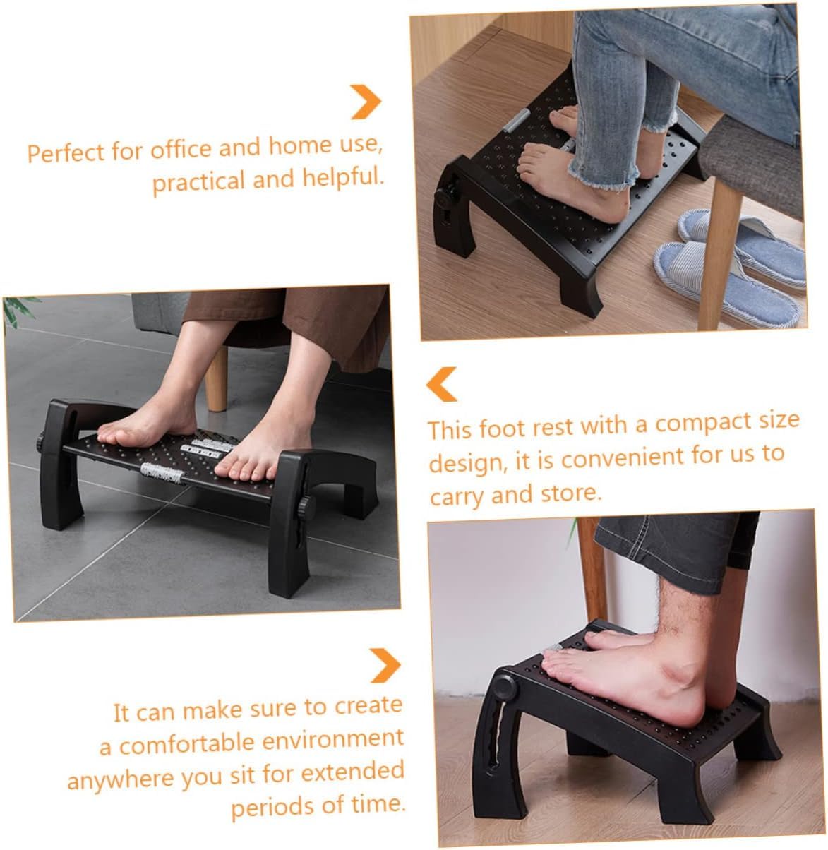 Earwigadjustable foot resting under the desk at work, leg rests with massage and position of 6 heights, foot stool for office desk, footrest works for love, pain relief, support a good posture, black, black Earwigadjustable foot resting under the desk at work, leg rests with massage and position of 6 heights, foot stool for office desk, footrest works for love, pain relief, support a good posture, black, black