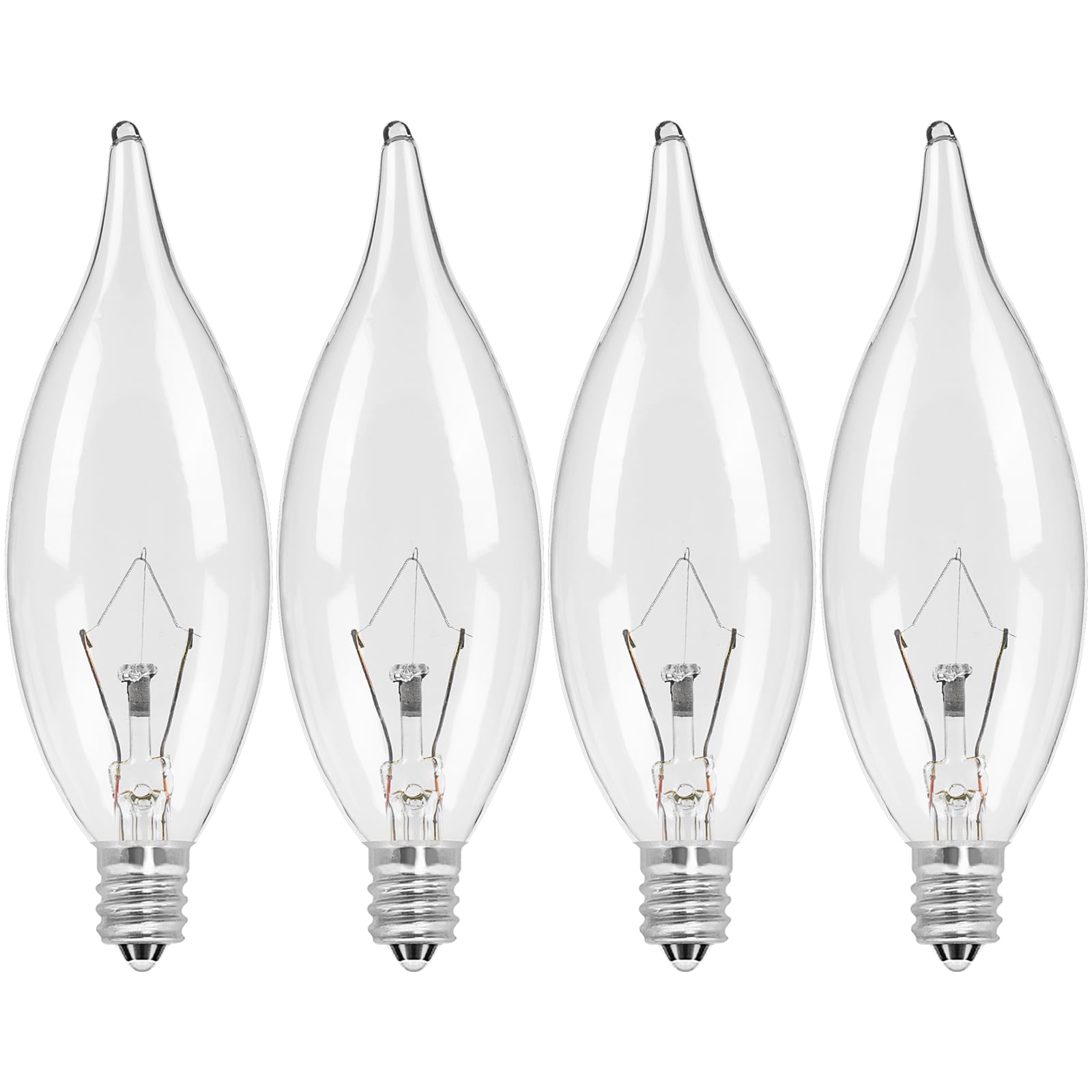 COLWATT 4 Stück E12 Kerzenglühbirnen 40W Warmweiß 2500K 380 Lumen Dimmbar Kronleuchter Glühbirnen für Deckenventilator, Anhänger oder Außenbereich, CA10 Klar Kandelaber Sockellampen