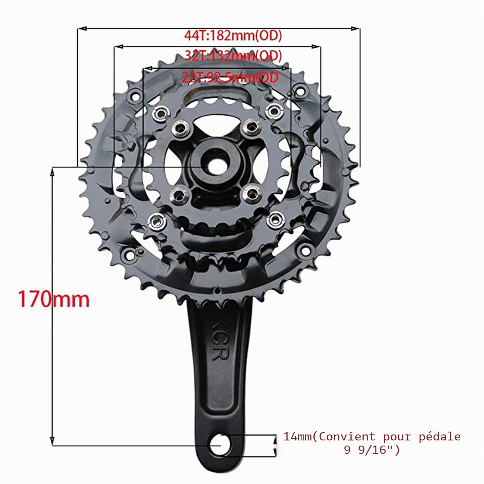ENGWE MTB Pédalier de VTT 27 vitesses creux intégré Rouge