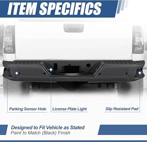 Miniatura 5 de Auto Dynasty Conjunto de parachoques trasero compatible con Chevy Silverado GMC Sierra 1500 2019-2023, 2022 LTD Limited, con orificios para sensor