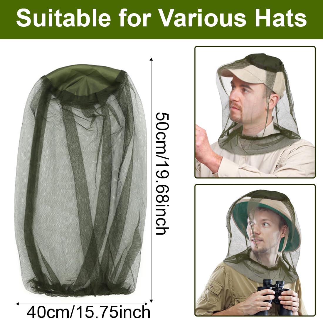 2 Pezzi Cappello Zanzariera Zanzariera Testa in Rete Rete Testa di Zanzare Cappello Anti-Zanzara Cappello della Protezione per Protezione del Viso Campeggio Escursionismo Pesca