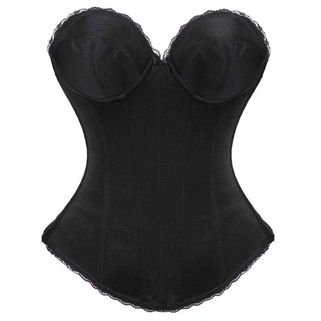 Josamogre Corset Bustier Overbust Top Lace Up Boned Renaissance Vintage Wedding Bride Plus Size Black 2XL
